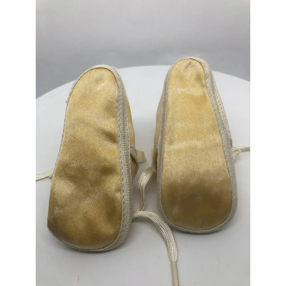 Vintage Christening Shoes Satin Feel Laces Infant Baptism Shoes 3.5